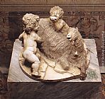 Goat Wall Art - The Goat Amalthea with the Infant Jupiter and a Faun